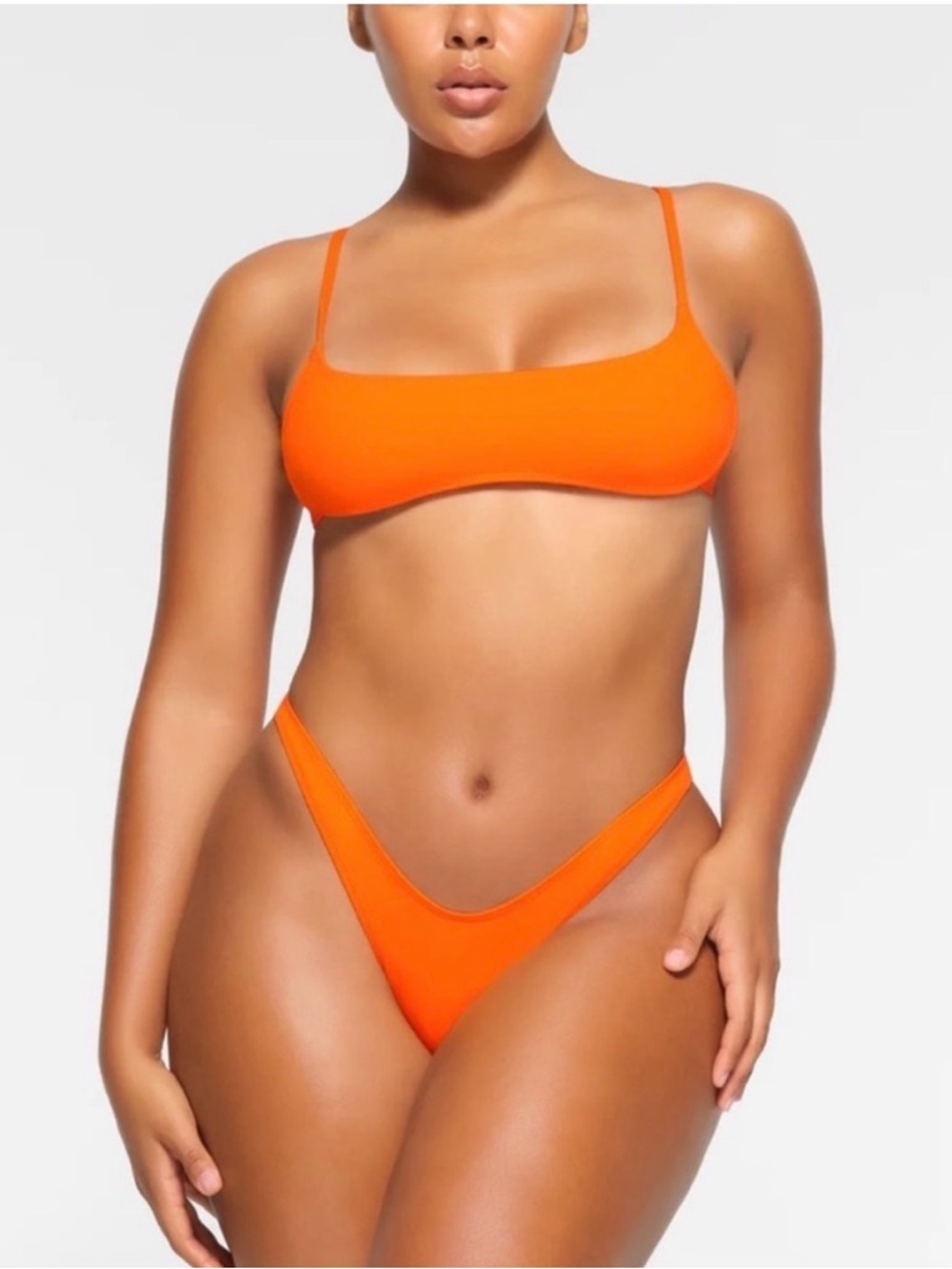 SKIMS Neon Orange Scoop Bralette Bikini Top & High-Rise V-Cut Bottom